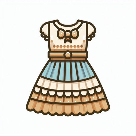 Dress for little girl. Vector illustration in a flat style.のイラスト素材