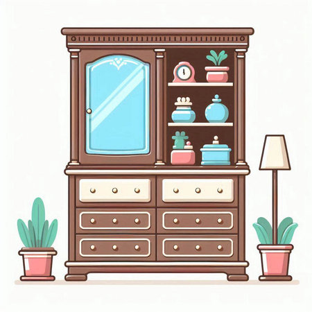 Illustration of a chest of drawers in a flat style.のイラスト素材