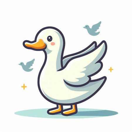 Illustration of a cute duck on a white background, vector illustrationのイラスト素材
