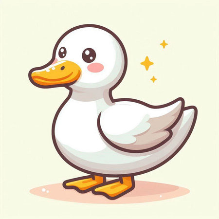 Illustration of a cute duck on a white background, vector illustrationのイラスト素材