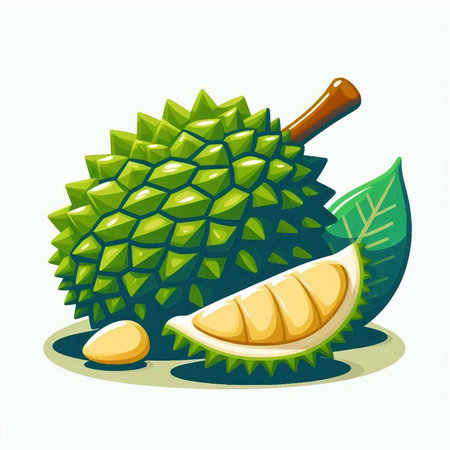 durian fruit isolated on a white background. vector illustration.のイラスト素材