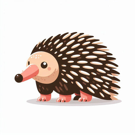 Cute cartoon hedgehog isolated on white background. Vector illustration.のイラスト素材