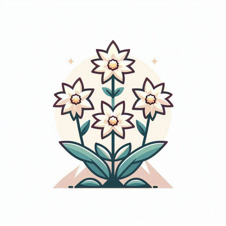 Flower vector illustration. Floral decorative element in pastel colors.のイラスト素材