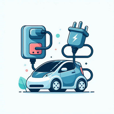 Electric car charging station vector illustration. Electric vehicle charging station icon.のイラスト素材