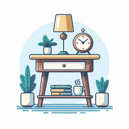 Furniture and home decor. Vector illustration in flat style.のイラスト素材