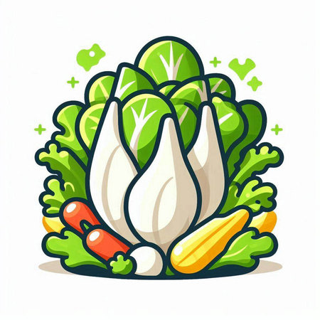 Illustration of fresh organic vegetables. Vector illustration in cartoon style.のイラスト素材