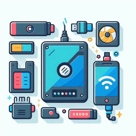 Electronic gadgets and devices icons in flat style. Vector illustration.のイラスト素材