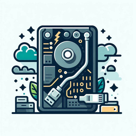 Vector line art flat design illustration of electronic device. Concept for web banners and printed materials.のイラスト素材