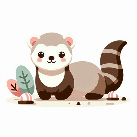 Cute ferret vector illustration. Cute cartoon animal character.のイラスト素材