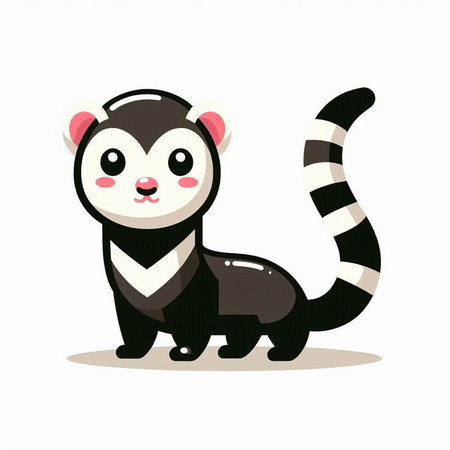 Cute cartoon lemur isolated on white background. Vector illustration.のイラスト素材
