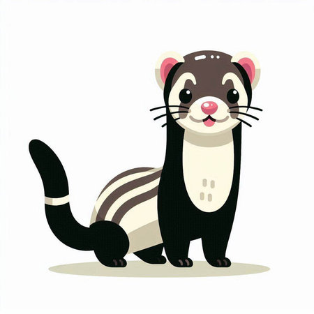 Cute ferret isolated on a white background. Vector illustration.のイラスト素材