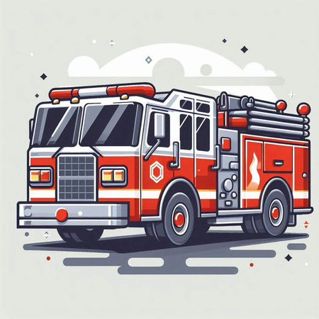 Fire truck. Vector illustration of a firetruck on a white background.のイラスト素材