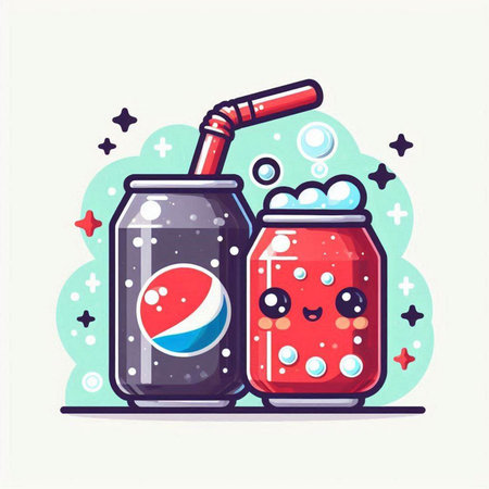 Soda drink with bubbles. Vector illustration in flat cartoon style.のイラスト素材