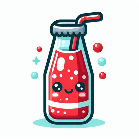 Cute kawaii kawaii bottle of tomato juice vector illustration.のイラスト素材