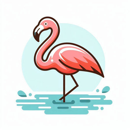 Pink flamingo. Vector illustration. Isolated on white background.のイラスト素材