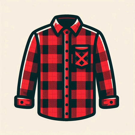 Red checkered shirt. Vector illustration in a flat style.のイラスト素材