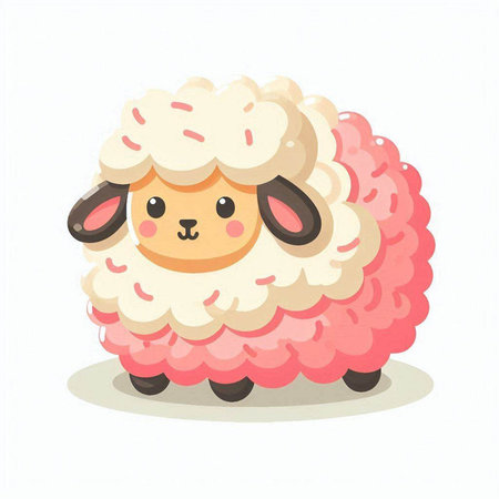 Cute cartoon sheep. Vector illustration isolated on a white background.のイラスト素材