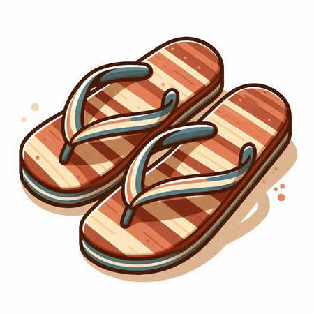 Beach slippers isolated on a white background. Vector illustration.のイラスト素材
