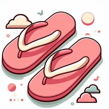 Vector illustration of slippers on white background. Line art style.のイラスト素材