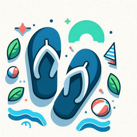 Flip flops. Vector illustration in trendy flat style. Hand drawn design elements.のイラスト素材