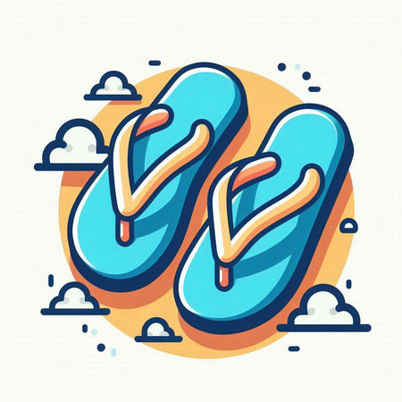 Flip flops icon. Vector illustration in flat linear style.のイラスト素材