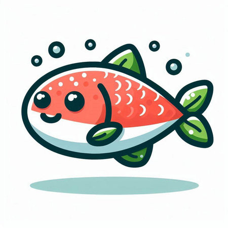 Cute kawaii fish on white background. Vector illustration.のイラスト素材