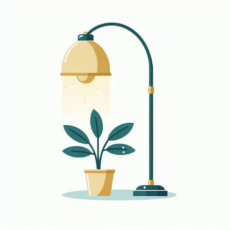 Vector illustration of a lamp with a plant on a white background.のイラスト素材
