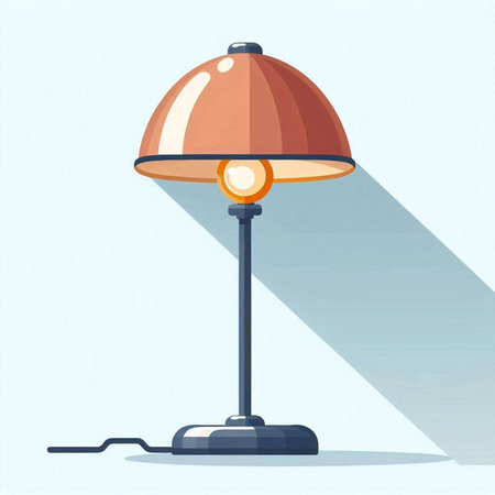 Vector illustration of a desk lamp on a blue background. Flat style.のイラスト素材