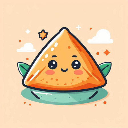 Cute kawaii nachos in cartoon style. Vector illustration.のイラスト素材