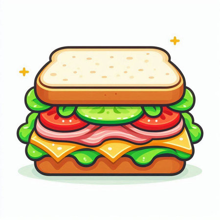 Illustration of a sandwich on a white background. Vector illustration.のイラスト素材