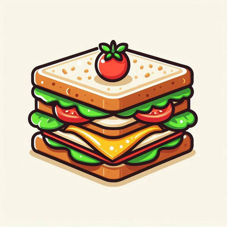 Illustration of a sandwich isolated on a white background. Vector illustration.のイラスト素材