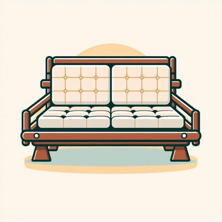 Illustration of an old sofa in retro style. Vector illustration.のイラスト素材