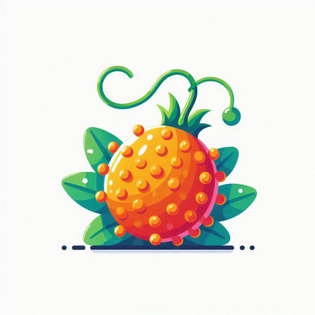 Strawberry fruit icon on a white background. Vector illustration.のイラスト素材