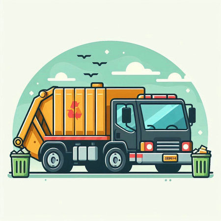 Garbage truck. Garbage truck. Vector illustration in flat style.のイラスト素材