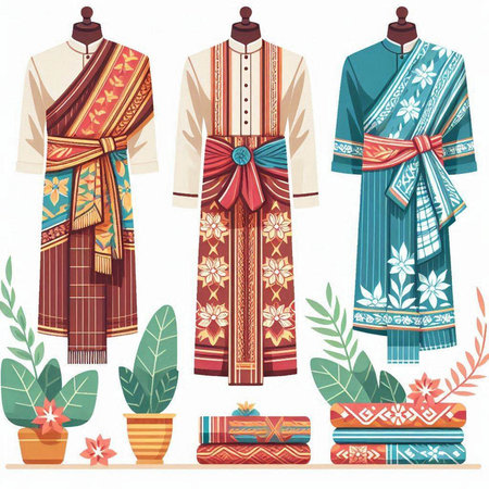 Set of traditional indian clothing. Vector illustration in cartoon style.のイラスト素材