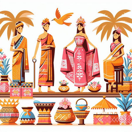 Egyptian gods and goddesses vector illustration. Egyptian culture symbols.のイラスト素材