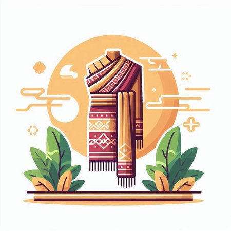 Vector illustration in flat style with the image of a shawlのイラスト素材