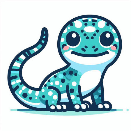 Cute cartoon gecko isolated on white background. Vector illustration.のイラスト素材