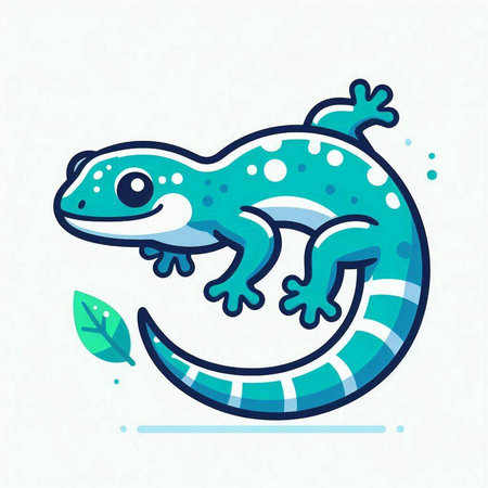 Cute lizard on a white background. Vector illustration in flat style.のイラスト素材