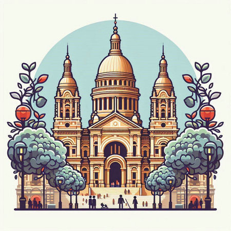 Saint-Petersburg, Russia. Saint-Petersburg Cathedral. Vector illustration.のイラスト素材