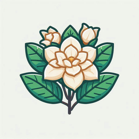 Flower and leaves icon. Vector illustration in flat design style.のイラスト素材