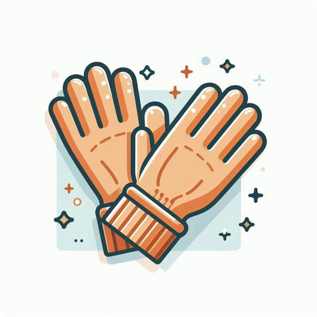 Gloves icon in flat line style. Vector illustration on white background.のイラスト素材