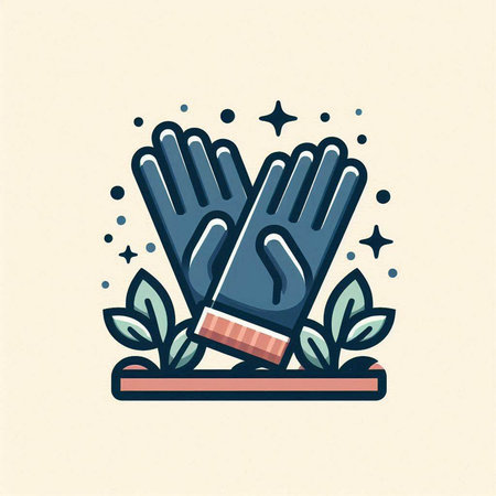 Vector illustration of a pair of gloves for cleaning. Hand drawn style.のイラスト素材