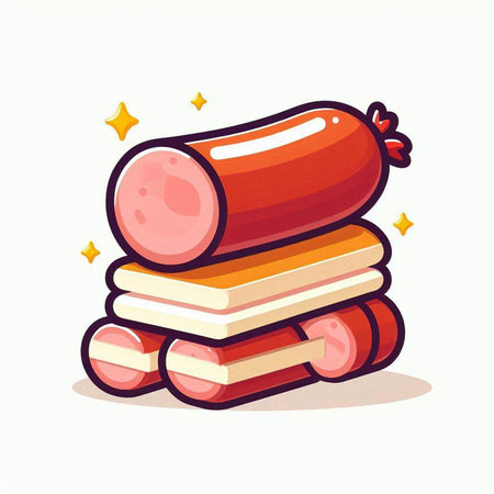 Sausage icon isolated on white background. Cartoon style. Vector illustration.のイラスト素材