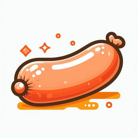 Illustration of a sausage on a white background, vector illustration.のイラスト素材