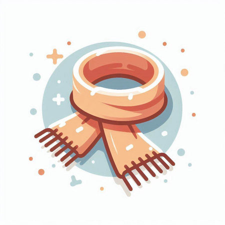 Vector illustration of a winter scarf isolated on a white background. Cartoon style.のイラスト素材