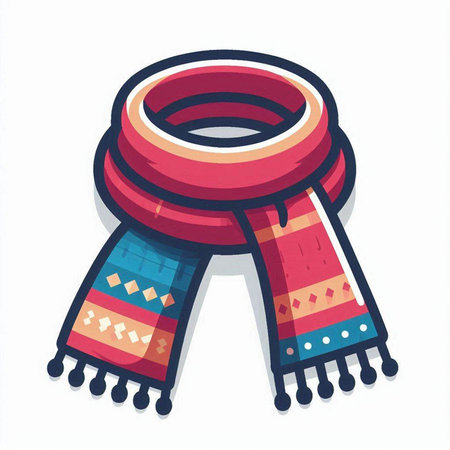 Woolen scarf isolated on a white background. Vector illustration.のイラスト素材