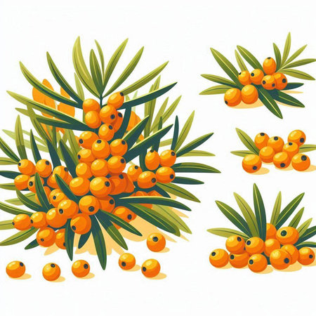 Sea buckthorn berries. Vector illustration of sea buckthorn berries.のイラスト素材