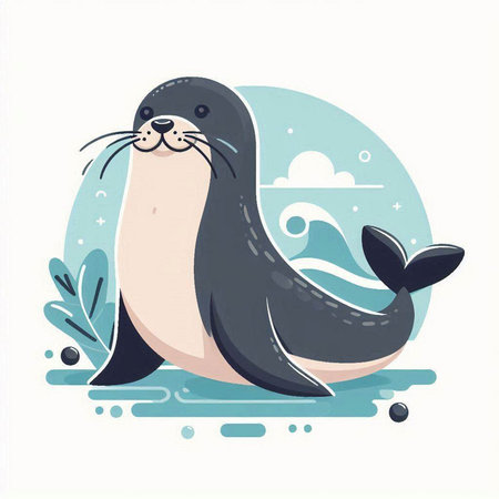Illustration of cute seal. Vector illustration in a flat style.のイラスト素材