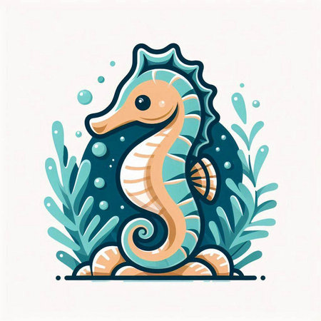 Seahorse in the sea. Sea life. Vector illustration.のイラスト素材